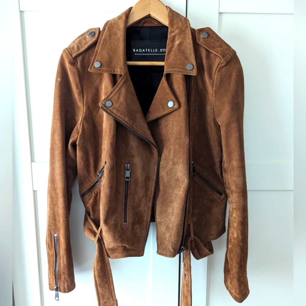 bagatelle Brown Suede Moto Jacket